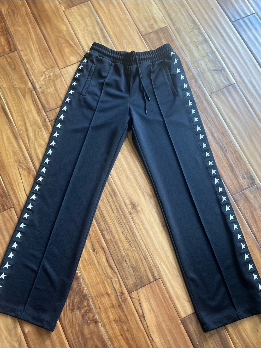 Golden Goose Black Jogger Pants with White Star Side Trim